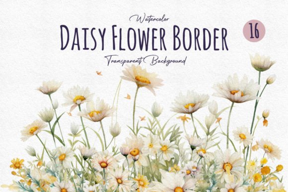 Download Watercolor Daisy Flower Border Clipart - Clipart Collection