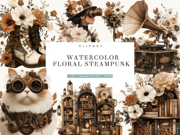 Download Watercolor Floral Steampunk Clipart - Clipart Collection
