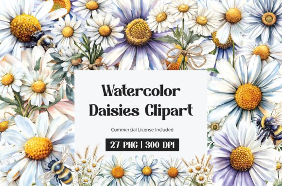 Download Watercolor Daisies Clipart - Clipart Collection
