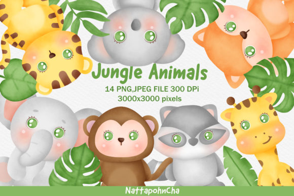 Download Cute Jungle Animals Clipart Bundle. - Clipart Collection