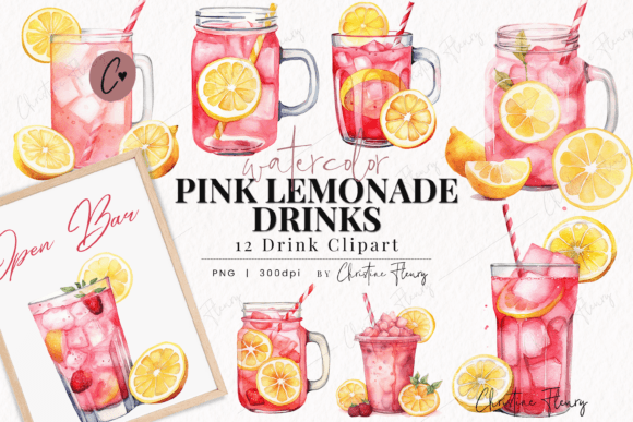 Download Watercolor Pink Lemonade Drinks Clipart - Clipart Collection