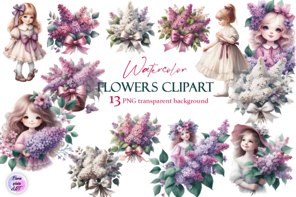 Download Watercolor Flowers Lilac Clipart PNG - Clipart Collection