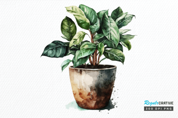 Download Watercolor Potted Plant Clipart Design - Clipart Collection