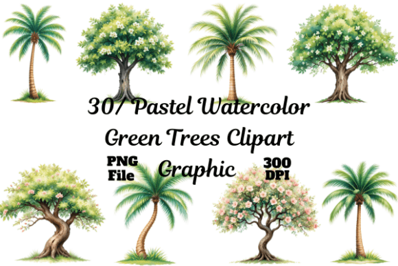 Download Pastel Watercolor Green Trees Clipart Gr - Clipart Collection