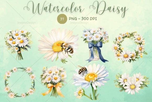 Download Watercolor Daisy Flower Vintage Clipart - Clipart Collection
