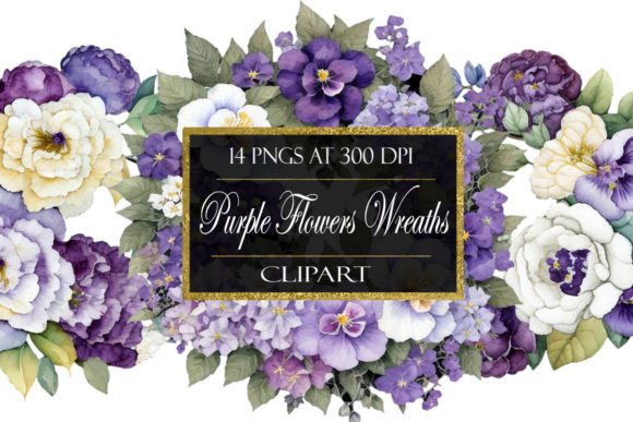 Download Purple Flower Wreath Clipart - Clipart Collection