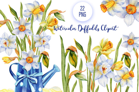 Download Daffodils Watercolor Blue Flower Clipart - Clipart Collection
