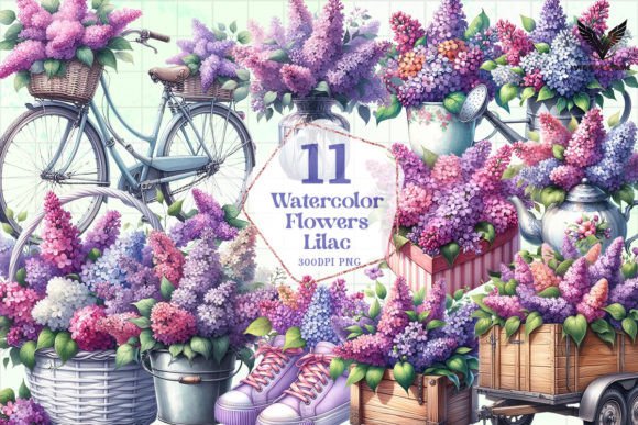 Download Watercolor Flowers Lilac Clipart PNG - Clipart Collection