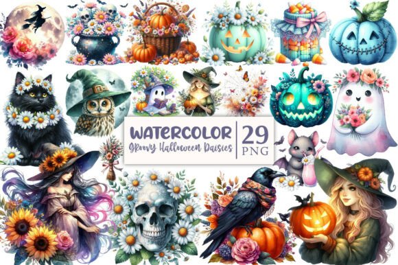 Download Groovy Halloween Daisies Clipart - Clipart Collection