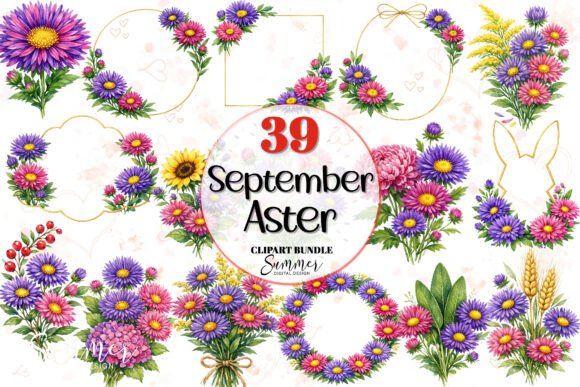 Download September Aster Floral Frames Clipart - Clipart Collection