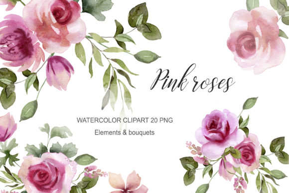 Download Watercolor Flowers Pink Rose Clipart - Clipart Collection