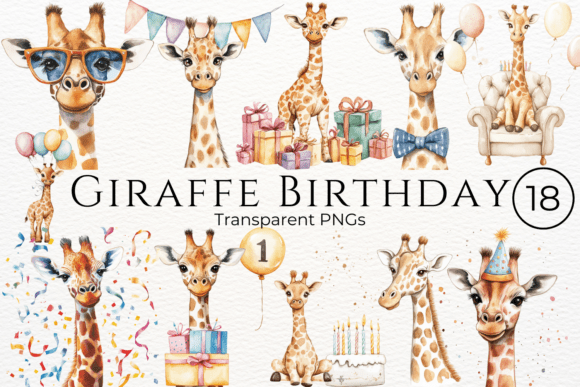 Download Giraffe Birthday Watercolor Clipart - Clipart Collection