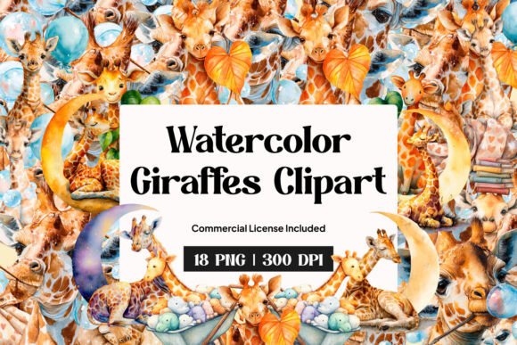 Download Watercolor Giraffes Clipart - Clipart Collection