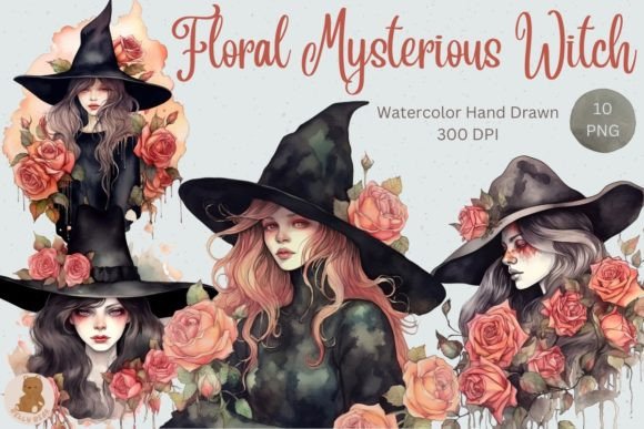 Download Clipart Floral Mysterious Witch - Clipart Collection