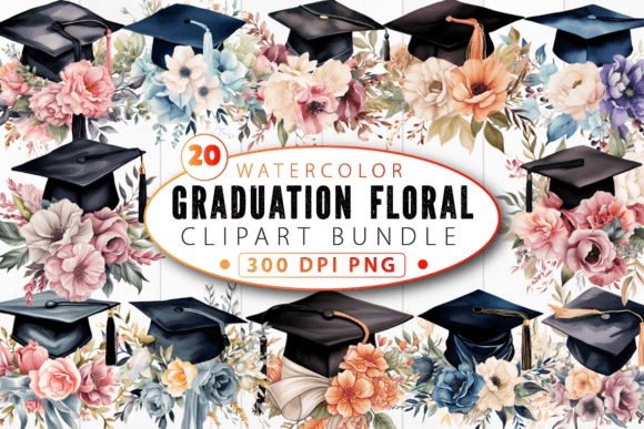 Download Graduation Floral Sublimation Clipart Bu - Clipart Collection