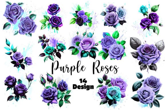 Download Purple Roses Clipart Bundle - Clipart Collection