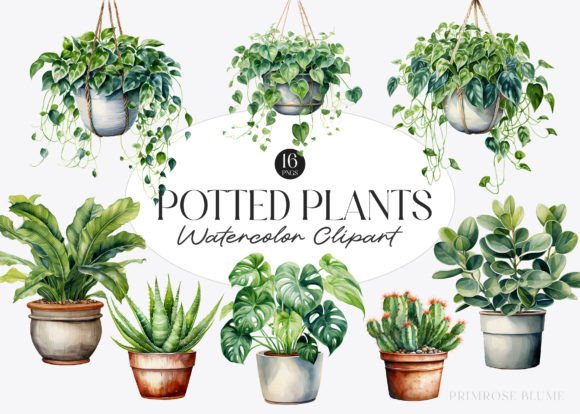 Download Watercolor Potted Plants Clipart - Clipart Collection