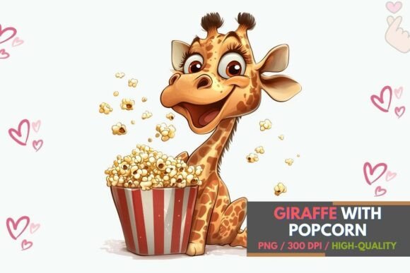 Download Funny Giraffe with Popcorn PNG Clipart - Clipart Collection