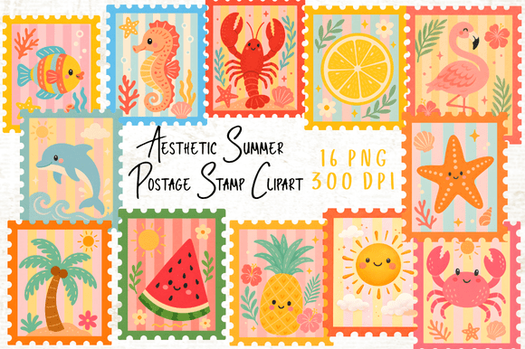 Download Aesthetic Summer Postage Stamp Clipart - Clipart Collection
