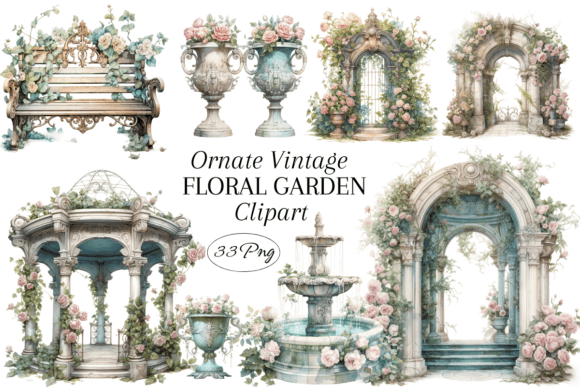Download Ornate Vintage Floral Garden Clipart - Clipart Collection