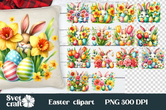 Download Easter Bunny Eggs Spring Flower Clipart - Clipart Collection
