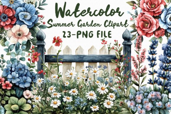 Download Watercolor Summer Garden Clipart - Clipart Collection