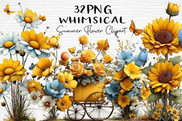 Download Whimsical Summer Flower Clipart PNG - Clipart Collection