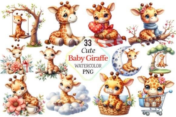 Download Watercolor Cute Baby Giraffe Clipart - Clipart Collection