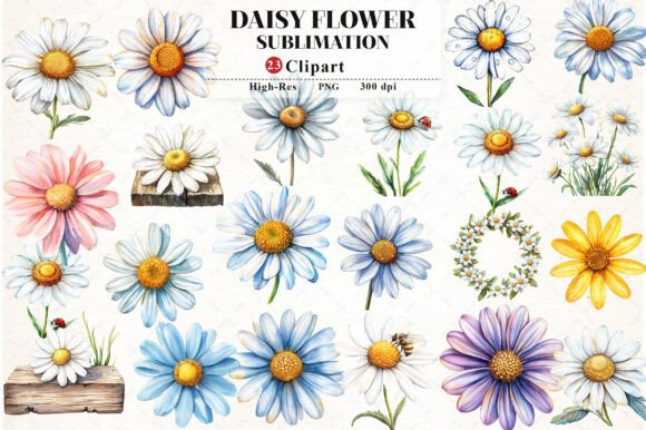 Download Daisy Flower Watercolor Cliparts - Daisy flower watercolor clipart Collection