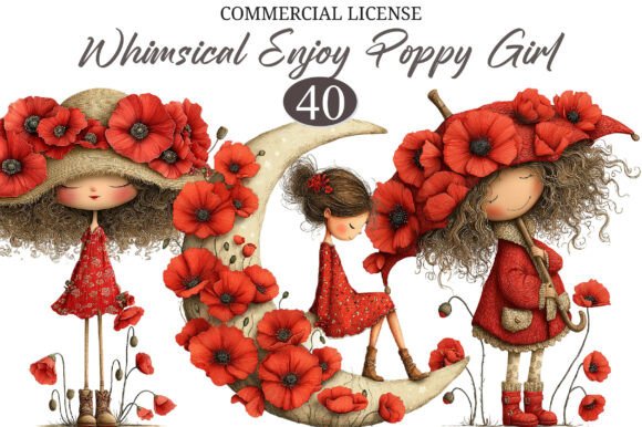 Download Whimsical Enjoy Poppy Girl Clipart - Clipart Collection
