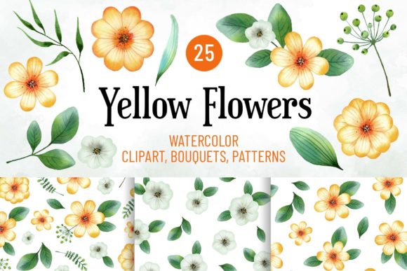Download Watercolor Summer Yellow Flowers Clipart - Clipart Collection