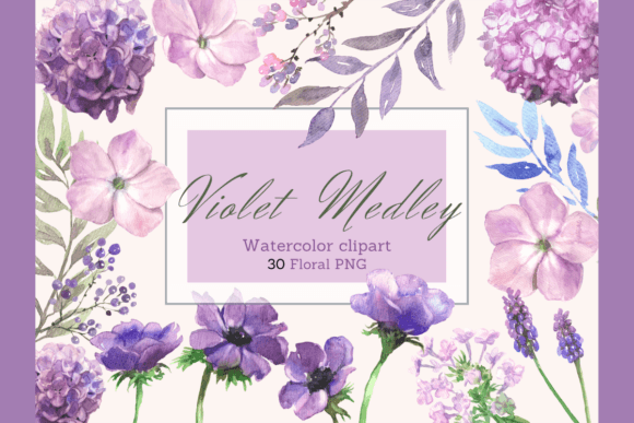 Download Watercolor Violet Purple Flowers Clipart - Clipart Collection