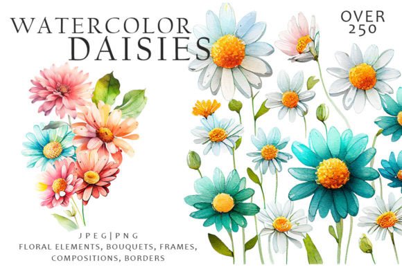 Download Watercolor Daisies Flowers Clipart - Clipart Collection