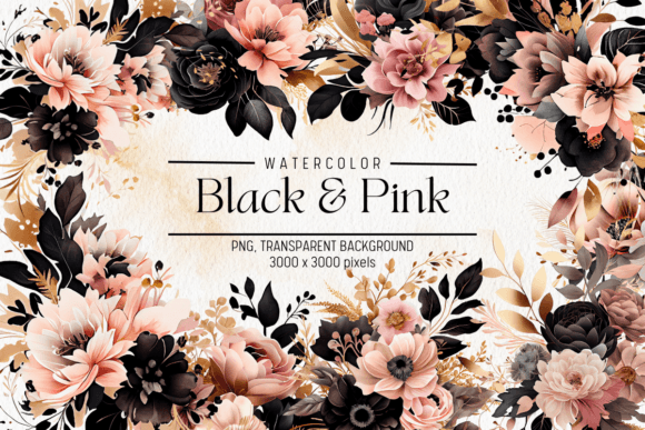 Download Black &amp; Pink Flower Clipart 2 - Clipart Collection