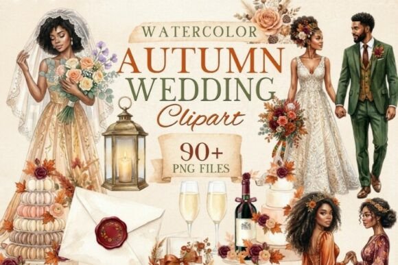 Download Black Autumn Wedding Clipart PNG Bundle - Clipart Collection