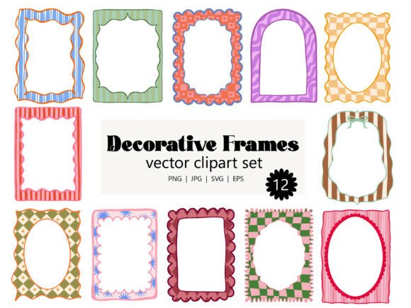 Download Decorative Retro Frames Clipart Set SVG - Clipart Collection