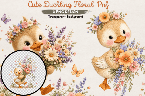Download Adorable Duckling Flower Clipart PNG - Clipart Collection