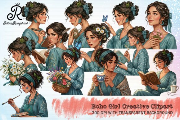 Download Boho Girl Creative Clipart - Clipart Collection