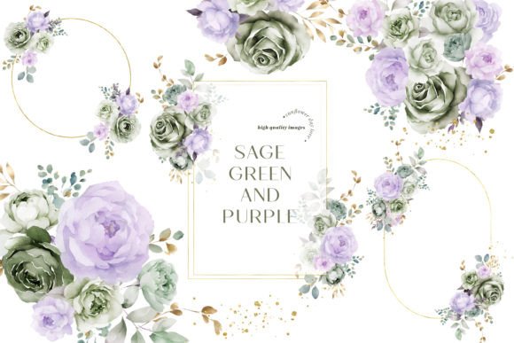 Download Sage Green &amp; Purple Flowers Clipart - Clipart Collection