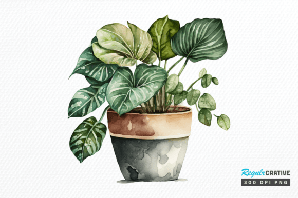 Download Watercolor Potted Plant Clipart Design - Clipart Collection