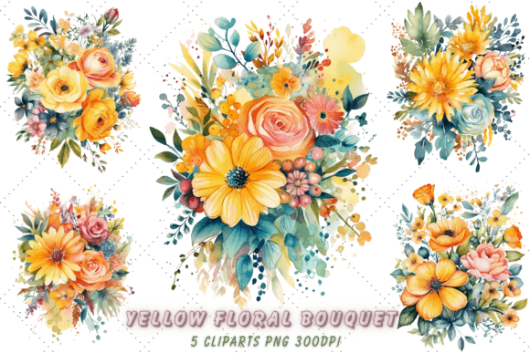 Download Watercolor Yellow Floral Bouquet Clipart - Clipart Collection