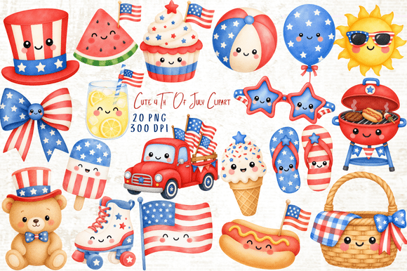 Download Cute 4th of July Clipart Bundle - Clipart Collection