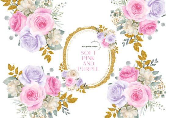 Download Soft Pink Gold Purple Flowers Clipart - Clipart Collection