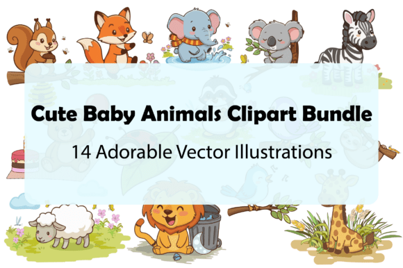 Download 14 Cute Baby Animals Clipart Bundle - Clipart Collection