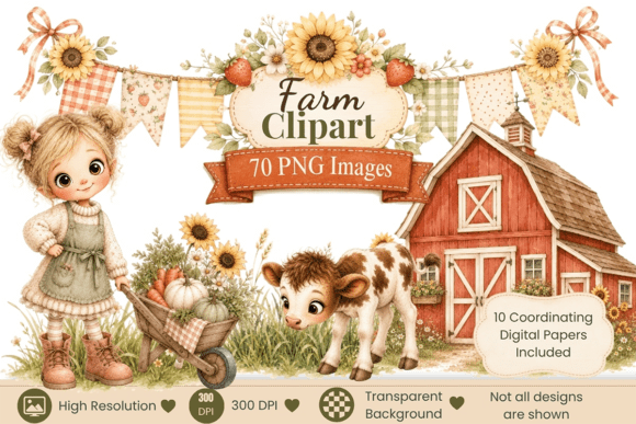 Download Watercolor Farm Clipart Bundle - Clipart Collection
