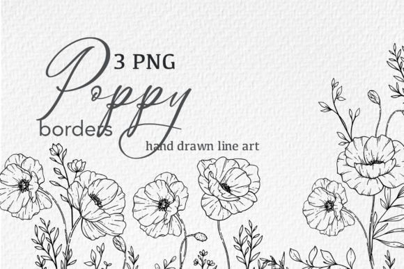 Download Poppy Flowers LINE ART. Poppy CLIPART - Clipart Collection