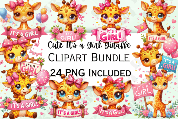 Download Cute It's a Girl Giraffe Clipart - Clipart Collection