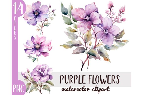 Download Watercolor Purple Flowers Clipart PNG - Clipart Collection