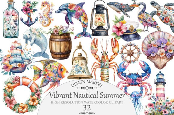Download Vibrant Nautical Summer Clipart - Clipart Collection
