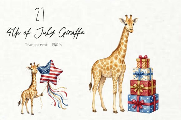 Download Watercolor 4th of July Giraffe Clipart - Clipart Collection